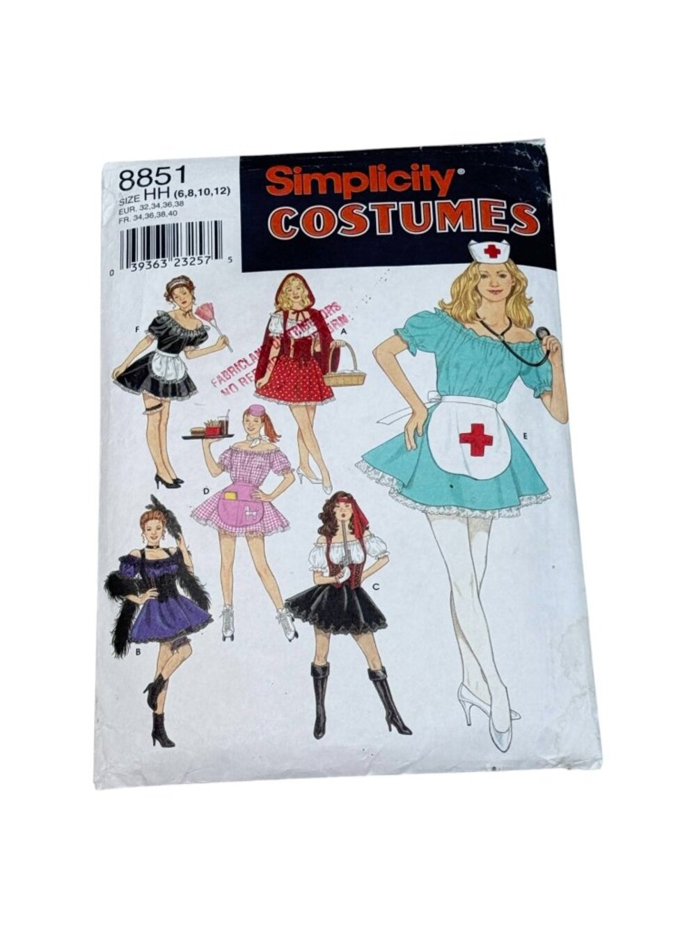 Simplicity Pattern 8851 Costume Short Skirt Size 6 to 12 Uncut Nurse Maid Sexy